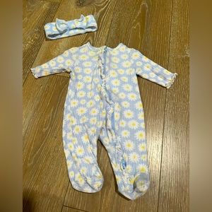 Little Me Newborn Sleeper with Matching Bow